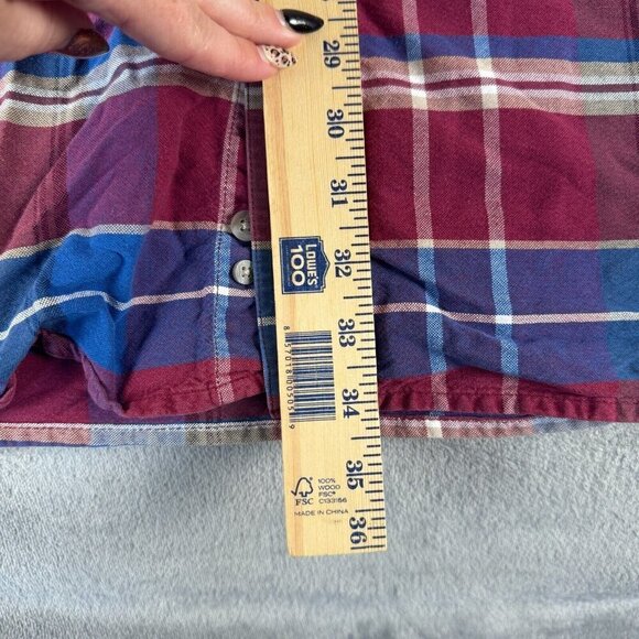 Wrangler 20X Button Down Shirt Men XL Red Blue Check Long Sleeve Western Burguny - Picture 4 of 7